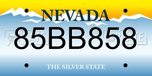 85BB858 Nevada License Plate