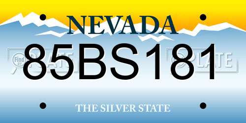 85BS181 Nevada License Plate
