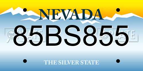 85BS855 Nevada License Plate