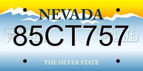 85CT757 Nevada License Plate
