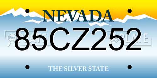 85CZ252 Nevada License Plate