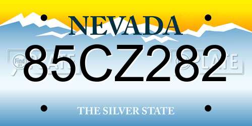 85CZ282 Nevada License Plate