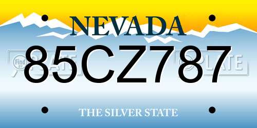 85CZ787 Nevada License Plate