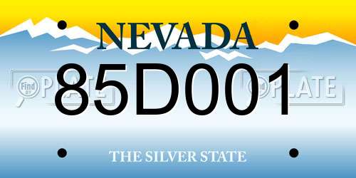 85D001 Nevada License Plate