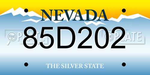 85D202 Nevada License Plate