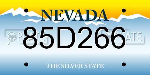 85D266 Nevada License Plate