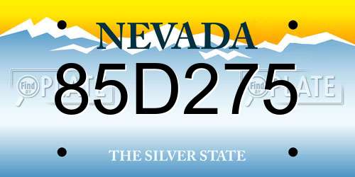 85D275 Nevada License Plate