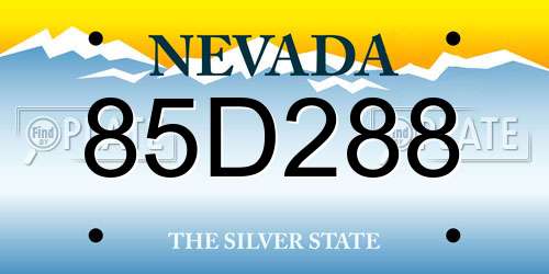 85D288 Nevada License Plate