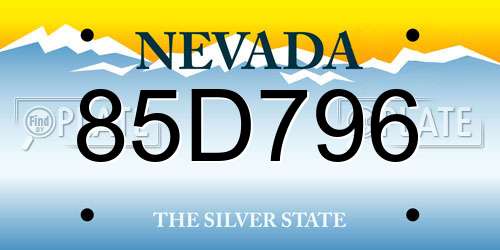 85D796 Nevada License Plate