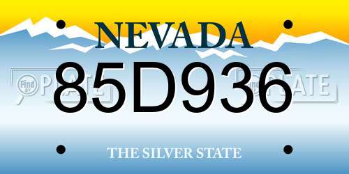 85D936 Nevada License Plate