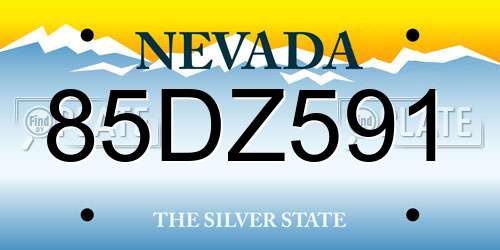 85DZ591 Nevada License Plate