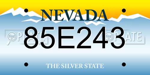 85E243 Nevada License Plate