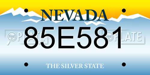 85E581 Nevada License Plate