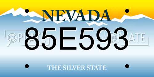 85E593 Nevada License Plate