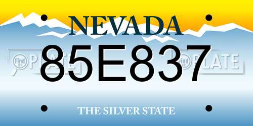85E837 Nevada License Plate