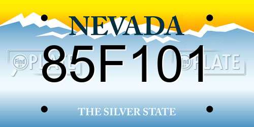 85F101 Nevada License Plate