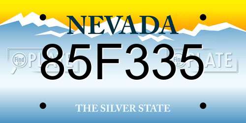 85F335 Nevada License Plate