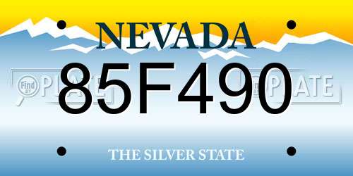 85F490 Nevada License Plate