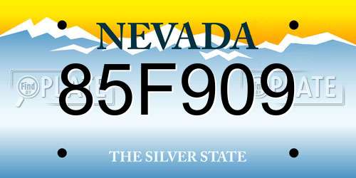 85F909 Nevada License Plate