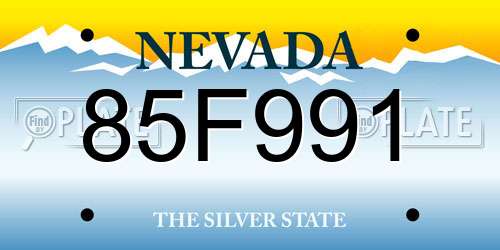 85F991 Nevada License Plate