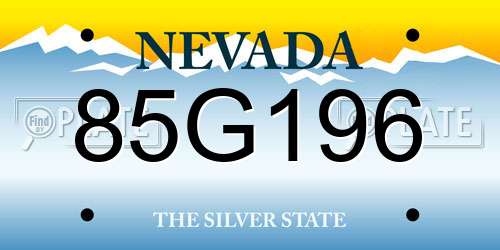 85G196 Nevada License Plate