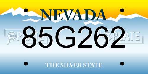 85G262 Nevada License Plate