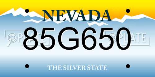 85G650 Nevada License Plate