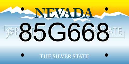 85G668 Nevada License Plate