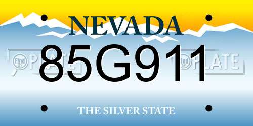 85G911 Nevada License Plate