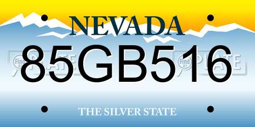 85GB516 Nevada License Plate