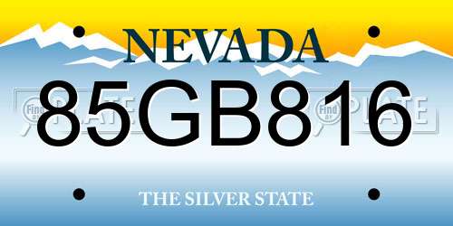 85GB816 Nevada License Plate
