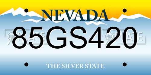 85GS420 Nevada License Plate