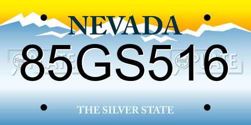 85GS516 Nevada License Plate