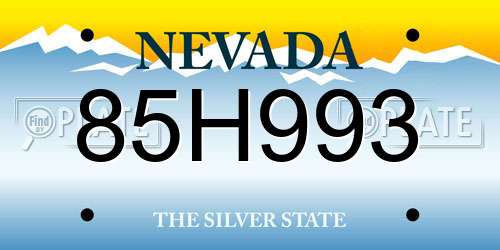 85H993 Nevada License Plate