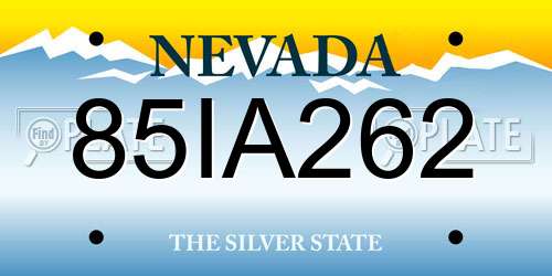 85IA262 Nevada License Plate
