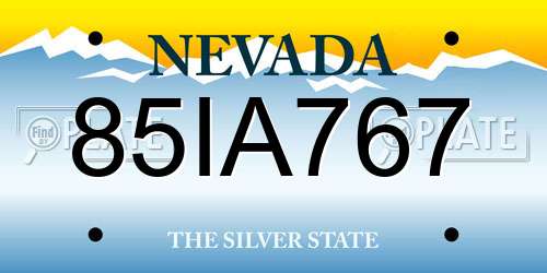 85IA767 Nevada License Plate