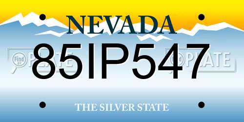 85IP547 Nevada License Plate