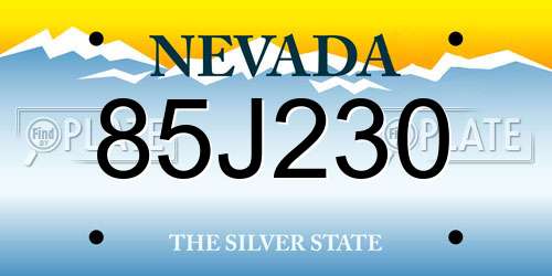 85J230 Nevada License Plate