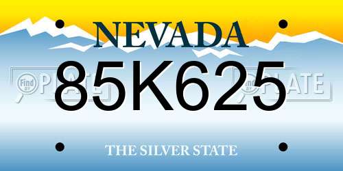85K625 Nevada License Plate