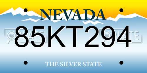 85KT294 Nevada License Plate