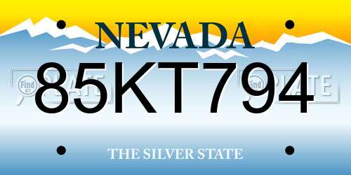 85KT794 Nevada License Plate