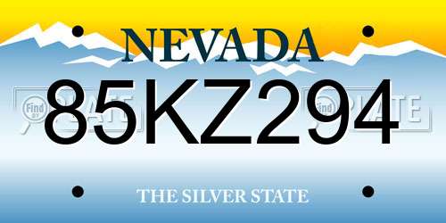 85KZ294 Nevada License Plate