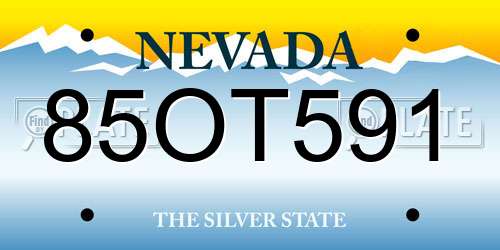 85OT591 Nevada License Plate