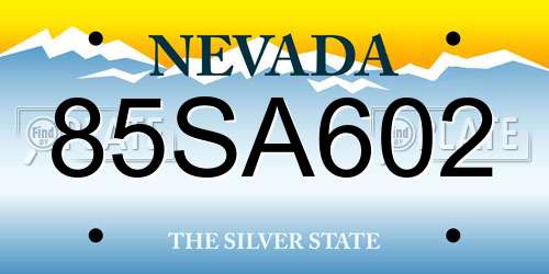 85SA602 Nevada License Plate
