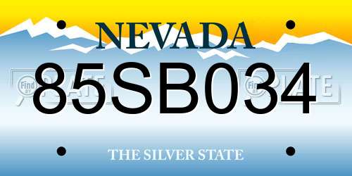 85SB034 Nevada License Plate