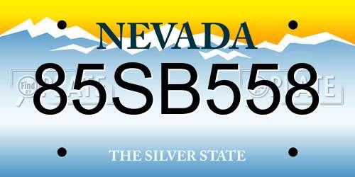 85SB558 Nevada License Plate