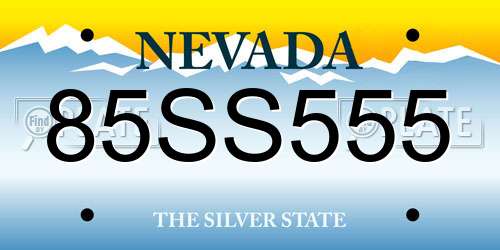 85SS555 Nevada License Plate