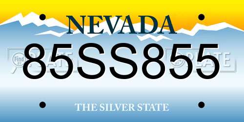 85SS855 Nevada License Plate