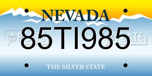 85TI985 Nevada License Plate