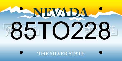85TO228 Nevada License Plate